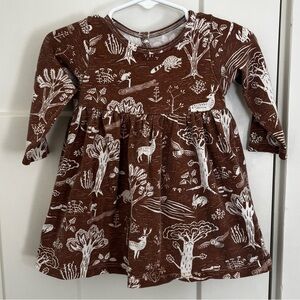 Winter Water Factory Long Sleeve Dress Woodland Creatures